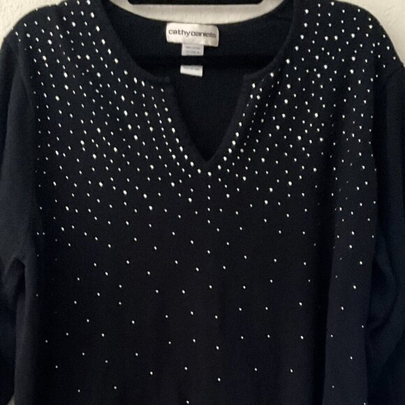 CATHY DANIELS BLACK WITH SILVER STUD ACCENTS TOP PLUS - Picture 5 of 12